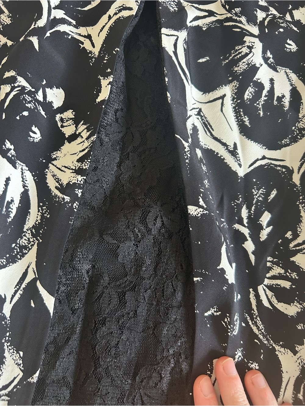 INC International Concepts Floral Lace A-line Black & White Size 8 Midi Skirt - Picture 3 of 7